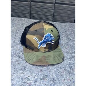 New Era Detroit Lions NFL 9FIFTY Camo Black Mesh Trucker Snapback Hat Mens OSFM